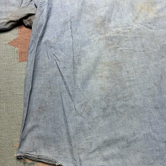 Vintage 1960s chambray work shirt Washington Dee Cee worn stained distressed XL - Picture 16 of 16